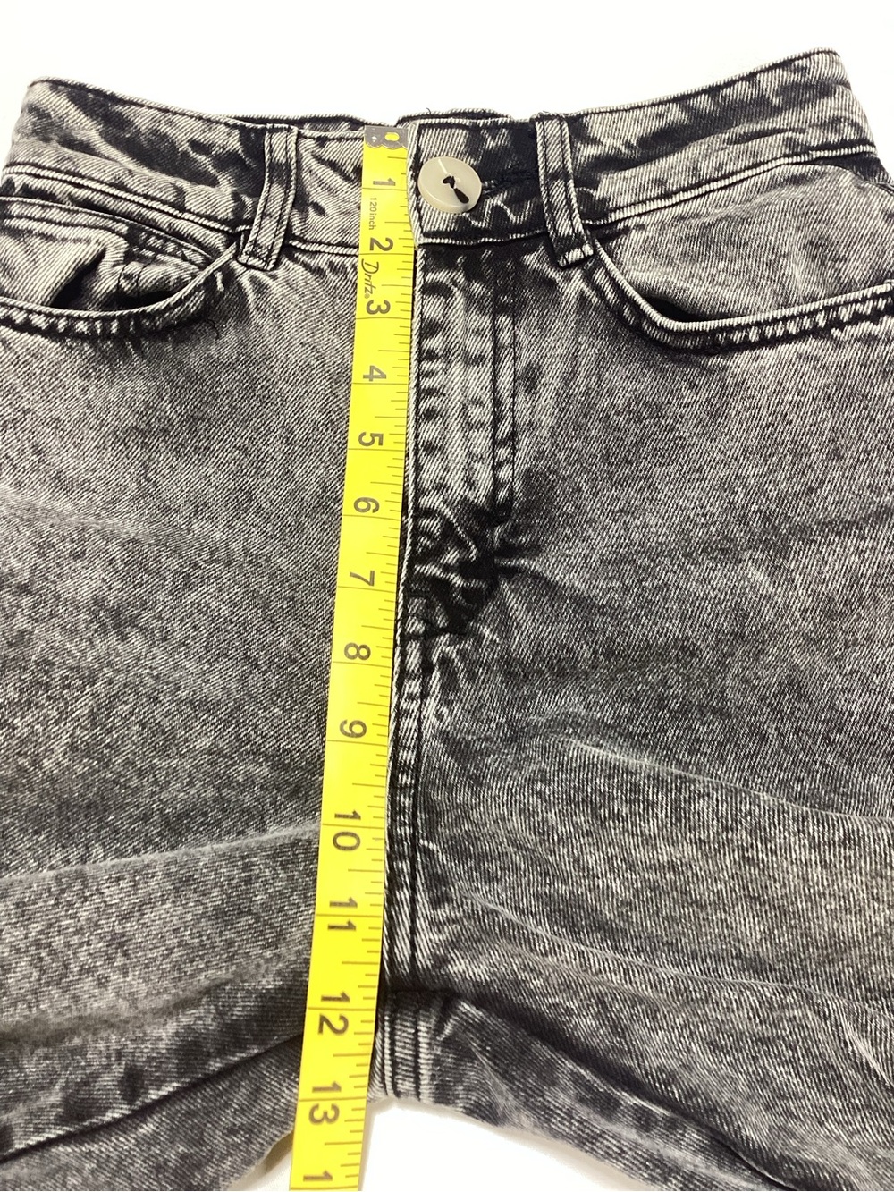 Zara High-Waist Wide-Leg Crop Jeans Grey Acid-Wash - Picture 7 of 10